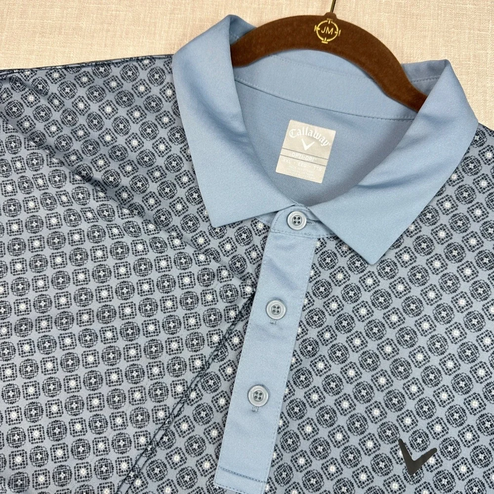 Callaway Golf Polo Mens XXL Blue Opti-Dri Geometric Medallion Short Sleeve Shirt - Picture 1 of 7